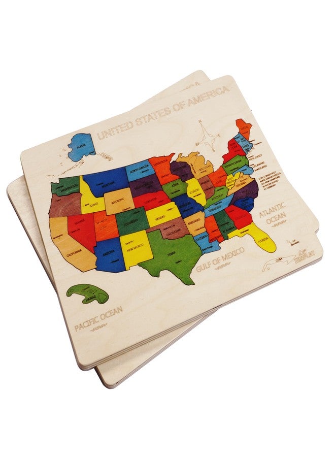EKOPLAY USA Map Wooden Jigsaw Puzzle for Kids | 44 Puzzle Pieces | Learning & Educational Toy Gift for Boys & Girls Ages 3 Years and Above - Image 3
